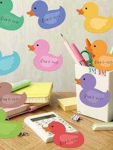 2/12 件鸭子便签小鸭子形状记事本彩色动物自粘便签可爱鸭子备忘录粘标签适用于学校办公室家庭文具用品派对礼品，每本 30 张 - 彩色 - 查看 5