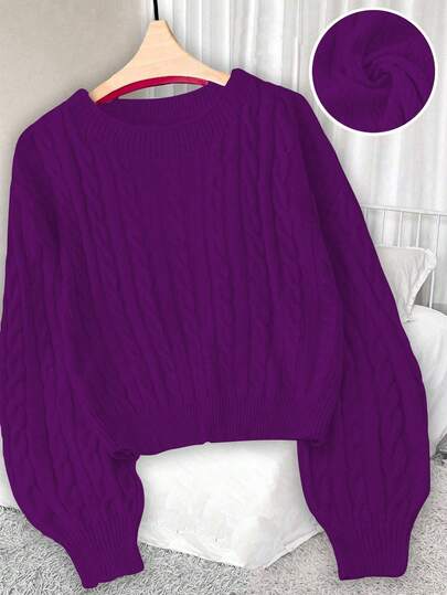 GlowEve CURVE Jersey de punto de cuello redondo de manga larga, ajuste ceñido, estilo casual y elegante para mujer de talla grande, otoño/invierno