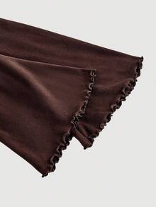 SHEIN MOD Plus Size Women's Retro Brown Chinese Style Flare Sleeve Tie Collar T-Shirt. Christmas