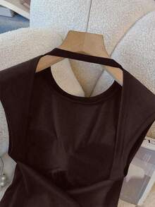 Women's Sexy Solid Color Backless Camisole, Summer - Brown - View 3