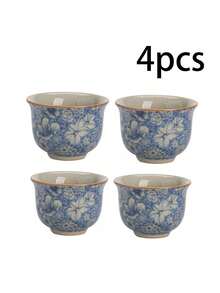 Cirelle Floral Ceramic Tea Cup, Handmade Retro Teacup With Underglaze Floral Painting, High-Quality Personal Teacup For Home, Cafe, Restaurant, Office, Tea House, Party, Birthday, Holiday, Wedding & Gift | Tea Set,Tea,Chinese Tea Set,Cup Set,Matcha,Matcha Cups