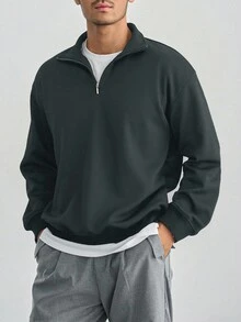 DAZY Men's Half-Zip Up Navy Blue Sweatshirt, Autumn