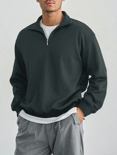 DAZY 男士半拉链海军蓝运动衫，秋季