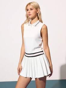 CourtClass Váy tennis xếp ly không tay thường ngày dành cho nữ - trắng - Xem 5