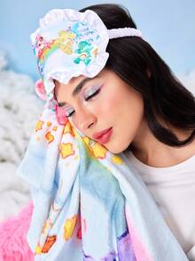 SHEIN X Care Bears 1pc Rainbow Bear Pattern Flannel Blanket, Purple/Pink/Green, Rainbow Cloud & Star Print, Thick Warm Bed/Sofa/Shawl Blanket - Baby Blue - View 9