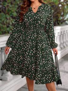 EMERY ROSE 秋季大码女式酒红色连衣裙 - 綠色 - 查看 4