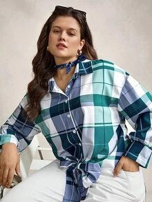 Zelara Chemise à manches longues avec nœud tricoté aux poignets pour femmes grandes tailles, style "Old Money", pour l'été, les années 90, les vacances de printemps, le style Ibiza, le style bohème de plage "Old Money", chemise boutonnée pour les festivals rave - Vert - Voir 7