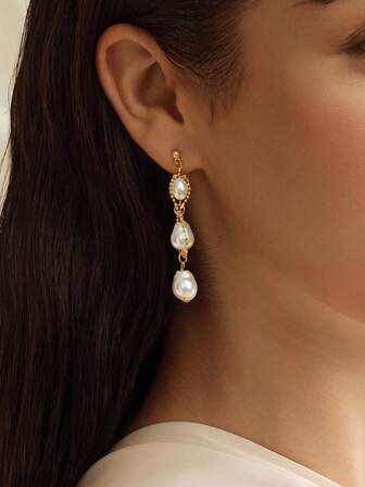 Opalesca Aretes de perlas falsas de moda para mujer, aptos para uso diario