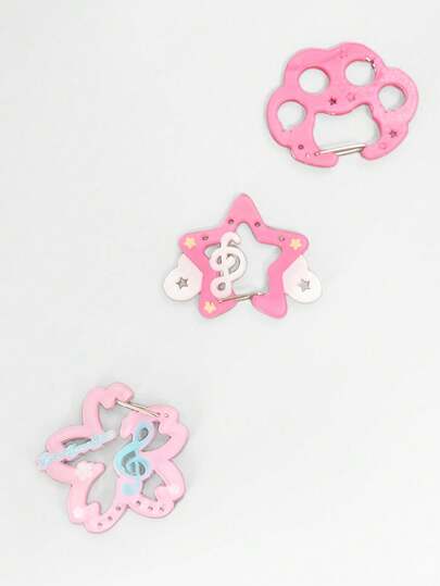 Anime 3 pièces Porte-clés aléatoires mignons en forme d'étoile de patte de chat de Sakura, porte-clés acrylique bicolore Lolita Y2K, accessoire polyvalent de haute qualité avec élément de note de musique et de Sakura