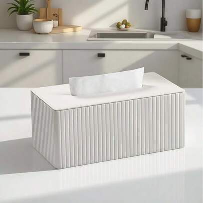 优雅的意大利风格纸巾盒，罗马柱条纹 PU 皮革纸巾盒架，适用于客厅、浴室、卧室、餐厅和汽车/耐用时尚的纸巾分配器浴室配件