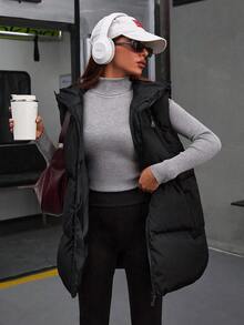 EURMUSE Women's Solid Puffer Vest Winter Coat - Black - View 6