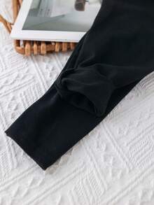 Baby Girl Cute Letter Pattern Stand Collar Fleece Sweatshirt And Elastic Waist Pants Set, Autumn & Winter