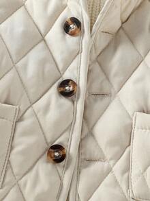 Infant/Toddler Baby Girl Baby Boy Unisex Casual Minimalist Large Pocket Padded Mid-Length Hooded Trench Coat, Autumn/Winter Quilted Baby Jacket Baby Coat Baby Hooded Jacket Newborn Coat Baby Winter Coat 3M-3T Fall - Apricot - View 4