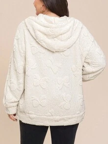 Comfylo 大码女式秋冬卡其色连帽毛绒外套，适合秋冬季节穿着，也可作为万圣节服装外套。 - 卡其色 - 查看 2