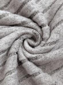 Lounesse 大码纯色罗纹针织长袖上衣和裤子两件套 - 杏色 - 查看 3