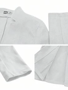 SHEIN Clasi 女士休闲度假立领修身夹克 - 淺灰色 - 查看 8