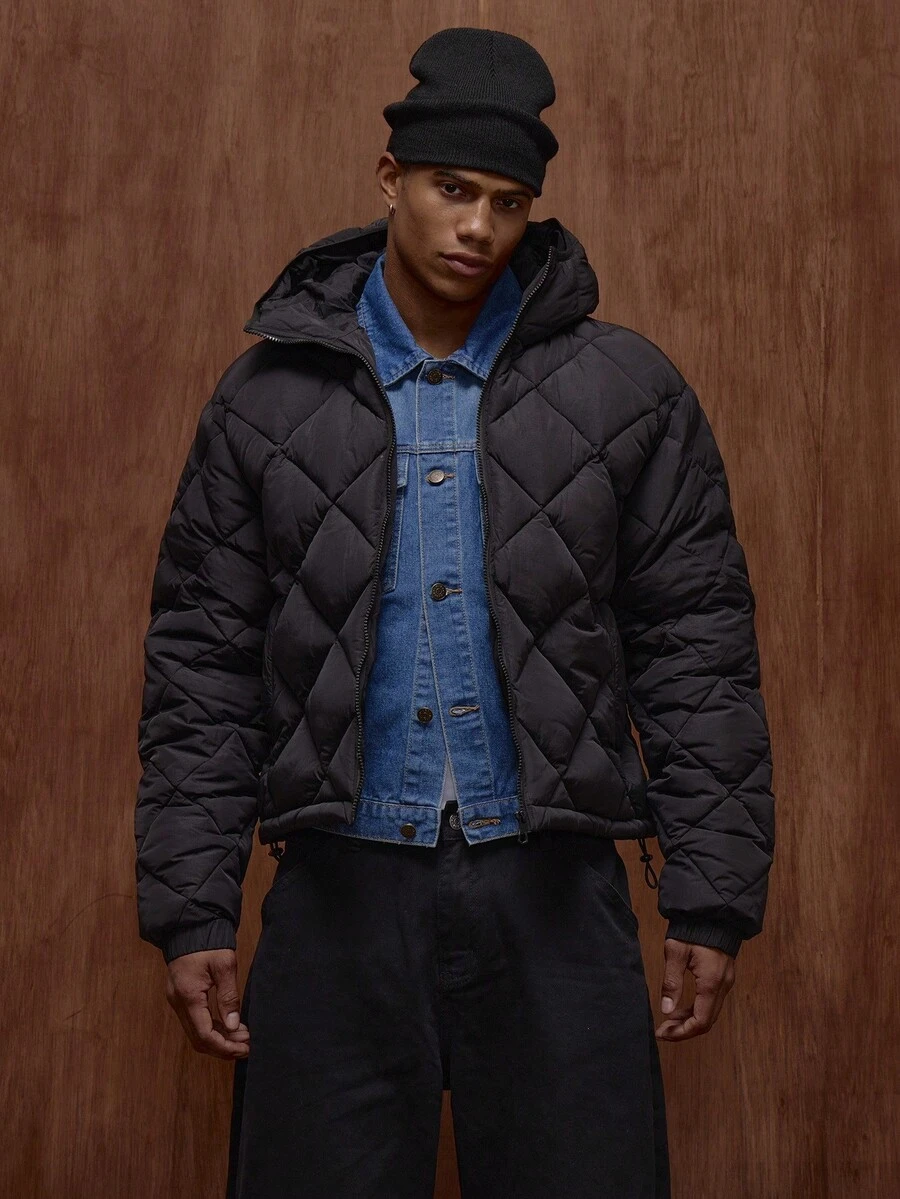 Musero Oversized Shine Down Premium Ruched Sleeve Bomber Jacket Hidden Zip Detailing Fall/SPRING SUMMER - Black - View 1