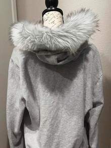 Noixe Women's Slim Fit Hooded Sweatshirt Jacket With Faux Fur Collar