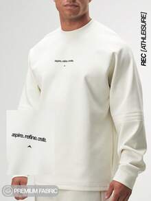ARC Activewear Oversized Long Sleeve T Shirt Performance Top Gym Workout - Beige - View 1