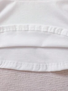 SHEIN 女婴休闲蝴蝶结刺绣马球领连衣裙，夏季 - 白色 - 查看 3