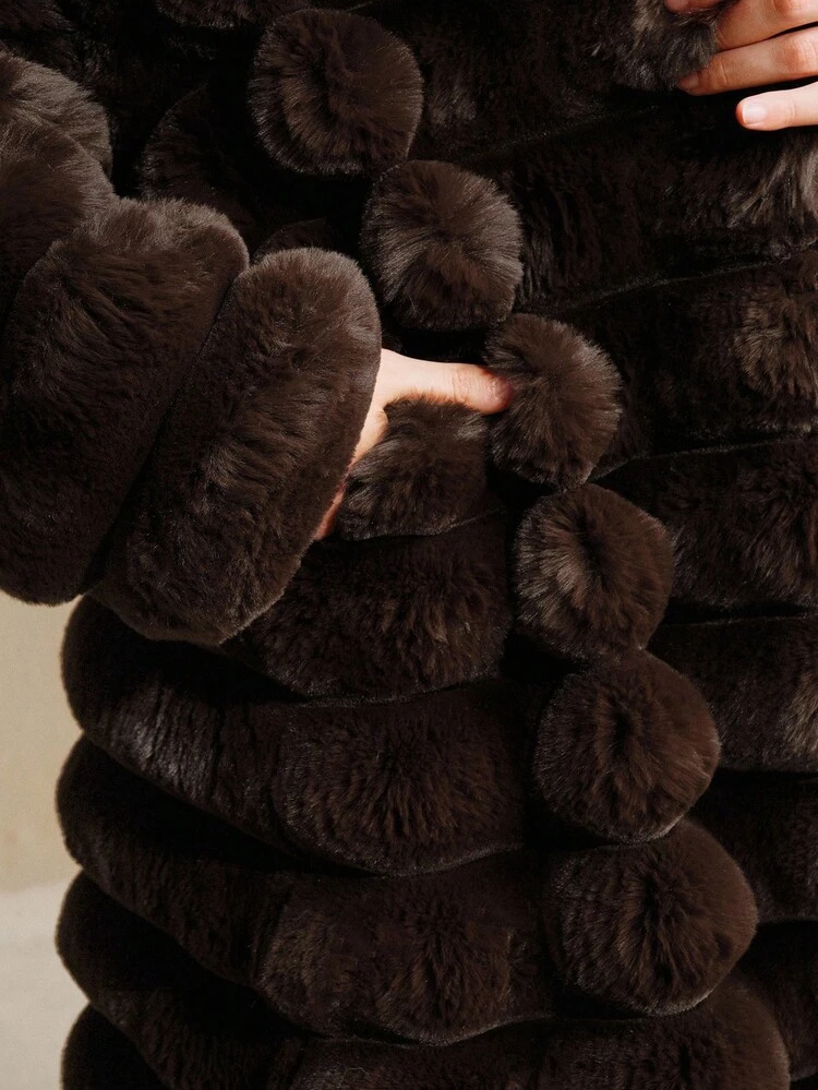 New Autumn/Winter Faux Fur Long Coat, Fashionable Faux Rabbit Fur Outerwear For Women