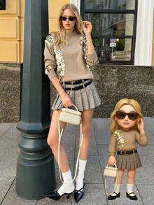 Muvela Pulover de damă din lână cu mânecă lungă, cusut manual, de înaltă calitate, stil aristocratic vintage, potrivit pentru petreceri, întâlniri cu prietenii, ieșiri zilnice, articol esențial călduros pentru toamnă, perfect pentru Halloween, Crăciun, petreceri de ziua de naștere - Cămilă - Vizualizare 1