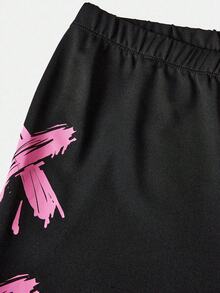 SHEIN 青少年女孩 2件/套 白色圓領泰迪熊 - 灰色 - 查看 5