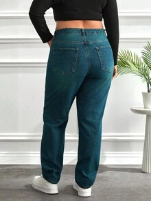 EURMUSE HIGH RISE RIPPED MOM JEAN Y2K WASH BLUE - Dark Wash - View 2