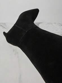 SHUZIA Women Everyday Basic Comfortable Zip-On Knee-High Medium Height Heeled Boots - Black - View 6