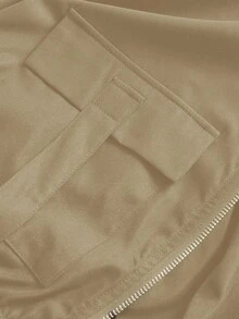 Maweii Bộ 2 món áo khoác và quần lửng màu trơn thường ngày cỡ lớn - Màu Khaki - Xem 6