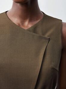 Maija 2件套女士休闲无袖上衣和阔腿裤套装 - 棕色 - 查看 6