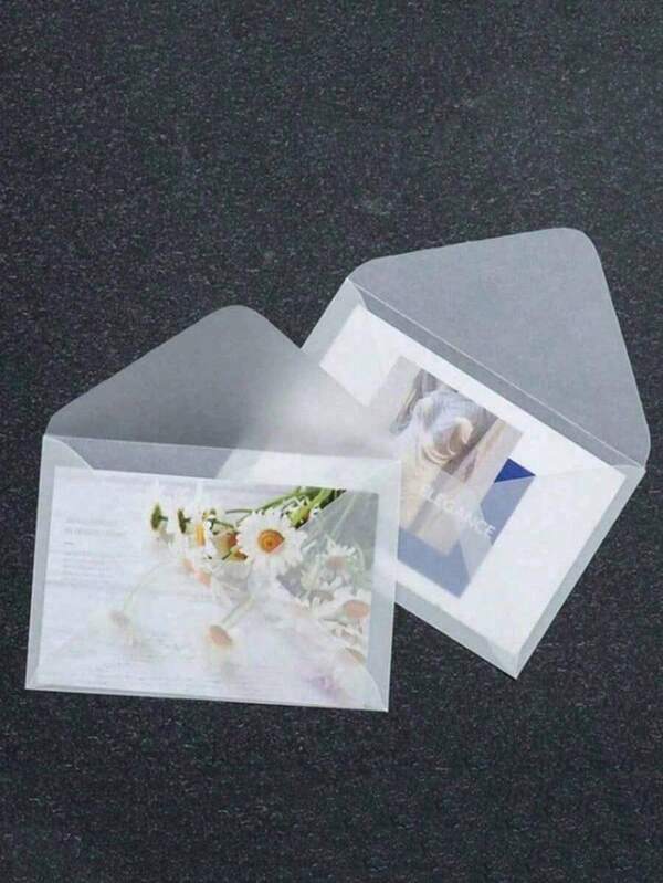 SHEIN 100pcs/Set Blank Translucent Envelope For Invitations Postcards European Gift Box Message Card Envelopes Wedding Business Letters Back To School