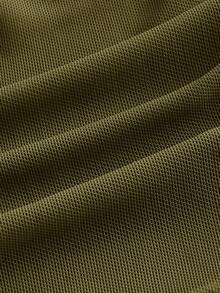 SHEIN ICON Green Mesh V-Neck Frill Trim Flare Sleeve Crop Top For Women - Army Green - View 4