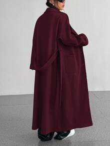 Flirla Women's Casual Solid Color Long Jacket, Versatile For Autumn/Winter, Christmas