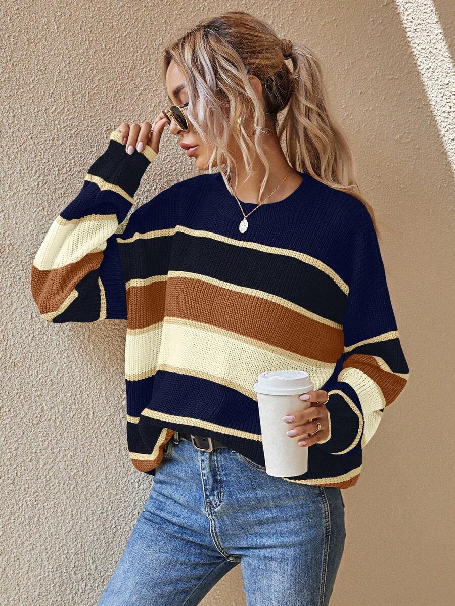 EMERY ROSE 女士最新时尚舒适拼色套头衫 - 彩色 - 查看 1