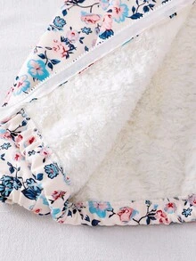 SHEIN Áo khoác len cardigan dài tay in họa tiết hoa ấm áp cho bé gái, thoải mái, có khóa kéo phía trước, phù hợp cho mùa đông - Màu Khaki - Xem 8
