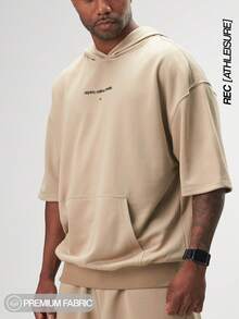 Men's Casual Versatile Letter Print Hoodie - Khaki - View 3