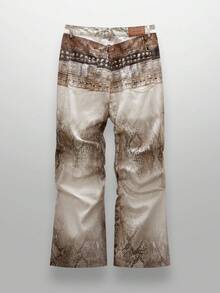 NEON BLANC Men's Fashion Snake Skin Print Belt Loop Jeans