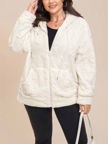 Comfylo 大码女式秋冬卡其色连帽毛绒外套，适合秋冬季节穿着，也可作为万圣节服装外套。 - 卡其色 - 查看 6