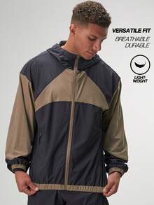 Chaqueta casual versátil y sencilla de manga larga con parches de color contrastante para hombres - Negro - Ver 3