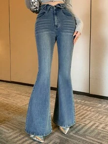 DAZY 女式修身紧身牛仔裤 - 深灰色 - 查看 3