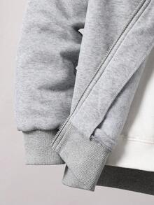 SHEIN 两件套青少年男孩灰色拉链连帽休闲运动服 - 灰色 - 查看 3