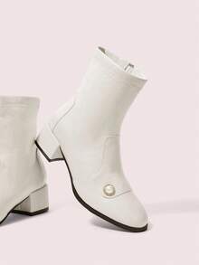 CUCCOO DOLLMOD Women's Fashionable White Elegant Mid-Calf Boots - White - View 2