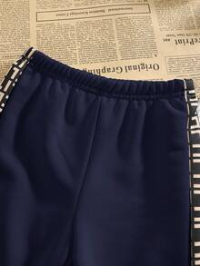 2 件套男婴/女婴休闲运动服，宽松字母图案印花装饰拉链夹克和裤子套装，适合外出、上学、聚会、秋冬返校服装，加厚羊毛 - 彩色 - 查看 5