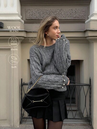 MOTF PREMIUM FAUX PEARL PULLOVER SWEATER