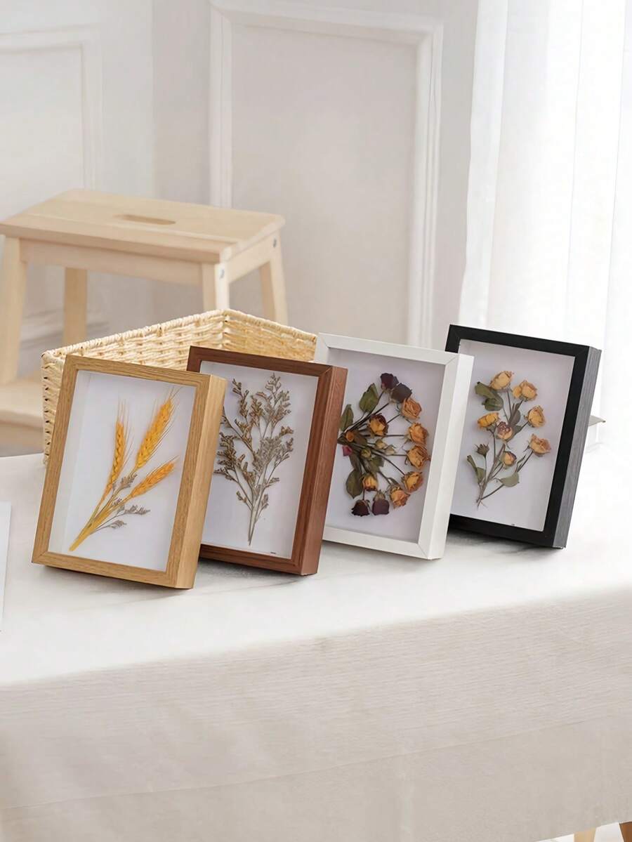 SHEIN 1 pieza Marco de madera rectangular clásico para póster, marco de madera grueso con exhibición de espécimen 3D hueco, adecuado para decoración de pared en la sala de estar