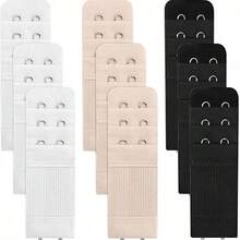 1/2/3/6/12件胸罩延长器2钩3排加长内衣配件弹性可调节内衣延长扣胸罩延长扣排扣胸罩后扣 - 彩色 - 查看 2