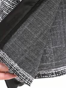 SHEIN Elladie kids 小女孩可爱黑白长袖假口袋设计外套搭配舒适运动短裤，秋冬套装 - 黑色 - 查看 7