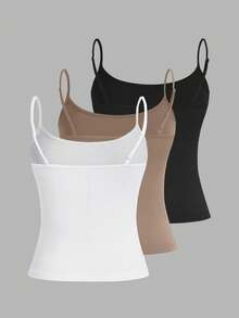 SHEIN EZwear Áo ba lỗ ngắn tay thêu họa tiết dành cho nữ, gợi cảm và ôm sát, phù hợp cho mùa hè - Nhiều màu - Xem 2