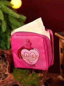 HARRY POTTER X SHEIN 1pc/Set Cartoon Pattern Printed Polyester Storage Bag, Can Be Used As Feminine Hygiene, Digital Accessories, Small Items Storage Bag, Love Potion, Chocolate Frog Candy BoxChristmas